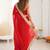red embellished sequinned satin heavy work saree