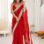 red embellished sequinned satin heavy work saree