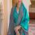 Turquoise paisley silk blend designer patola saree