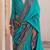 Turquoise paisley silk blend designer patola saree