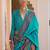 Turquoise paisley silk blend designer patola saree