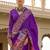 Purple kalamkari embroidered silk blend designer patola saree