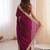 purple embellished sequinned satin heavy work saree