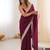 purple embellished sequinned satin heavy work saree