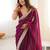 purple embellished sequinned satin heavy work saree