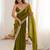 olive embellished sequinned satin heavy work saree