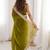 olive embellished sequinned satin heavy work saree
