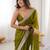 olive embellished sequinned satin heavy work saree