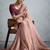 Peach embellished beads and stones tissue designer saree