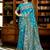 turquoise blue & gold toned woven design zari art silk blend paithani saree