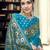 turquoise blue & gold toned woven design zari art silk blend paithani saree