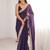 violet embellished sequinned satin heavy work saree