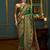 green ethnic motifs banarasi silk blend saree
