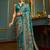 teal floral woven design banarasi silk blend saree