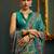 teal floral woven design banarasi silk blend saree