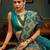 teal floral woven design banarasi silk blend saree