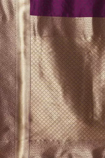 Purple woven design zari silk blend banarasi saree