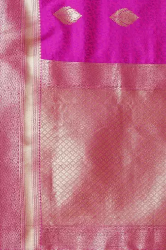 pink woven design zari ethnic banarasi silk blend saree