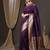purple & gold-toned floral woven design zari banarasi silk blend saree