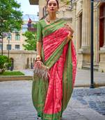 Pink woven design jaali silk blend banarasi saree