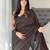 brown striped cotton blend designer khadi saree