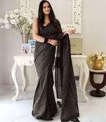 black striped cotton blend khadi saree