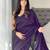 purple striped cotton blend designer khadi saree
