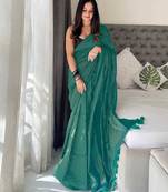 teal striped cotton blend khadi saree