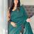 teal striped cotton blend khadi saree