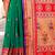 green & red ethnic motifs woven design zari paithani saree