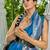 Blue ethnic motifs zari silk blend banarasi saree