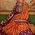Orange floral printed pochampally saree