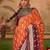 Orange floral printed pochampally saree