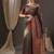 brown floral zari banarasi silk blend saree