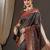 brown floral zari banarasi silk blend saree