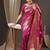 magenta floral zari banarasi silk blend saree