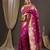 magenta floral zari banarasi silk blend saree