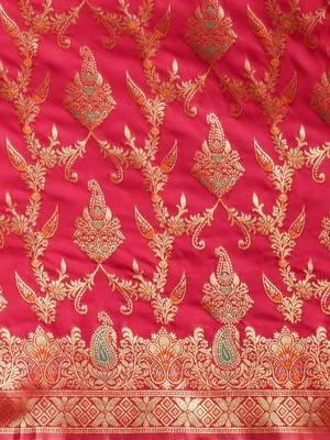 red woven design zari banarasi silk blend saree 5