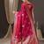 Pink woven design zari silk blend banarasi saree
