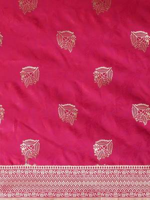 Pink woven design zari silk blend banarasi saree 5