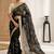 black floral embroidered satin designer saree