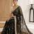 black floral embroidered satin designer saree