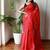 red cotton blend khadi saree with blouse