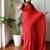 red cotton blend khadi saree with blouse