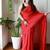 red cotton blend khadi saree with blouse