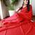 red cotton blend khadi saree with blouse