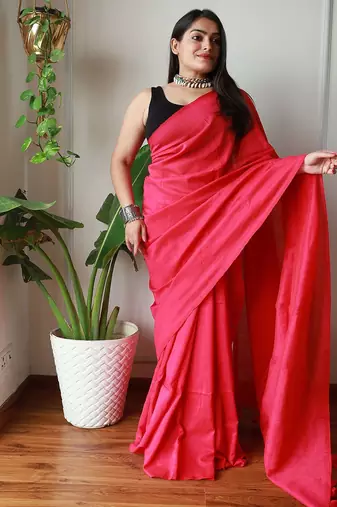 pink cotton blend khadi saree with blouse