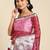 magenta & silver-toned floral embroidered sequin organza saree