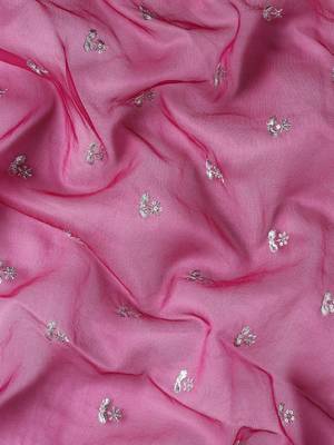 magenta & silver-toned floral embroidered sequin organza saree 5