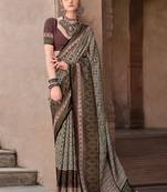 Black ethnic motifs zari silk blend banarasi saree